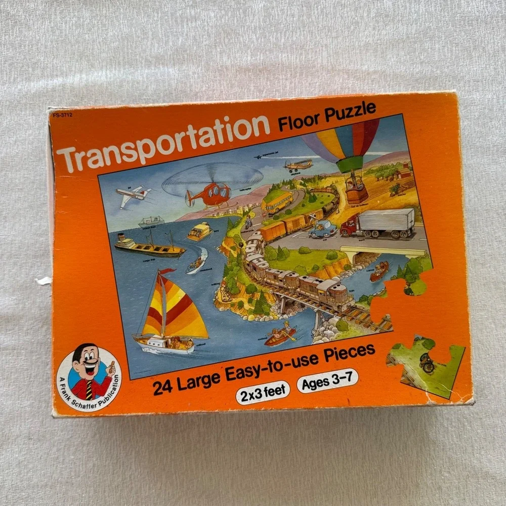 Transportation Floor Puzzle 24 Pieces 2x3 Ft Vintage Educational 1 Piece Missing